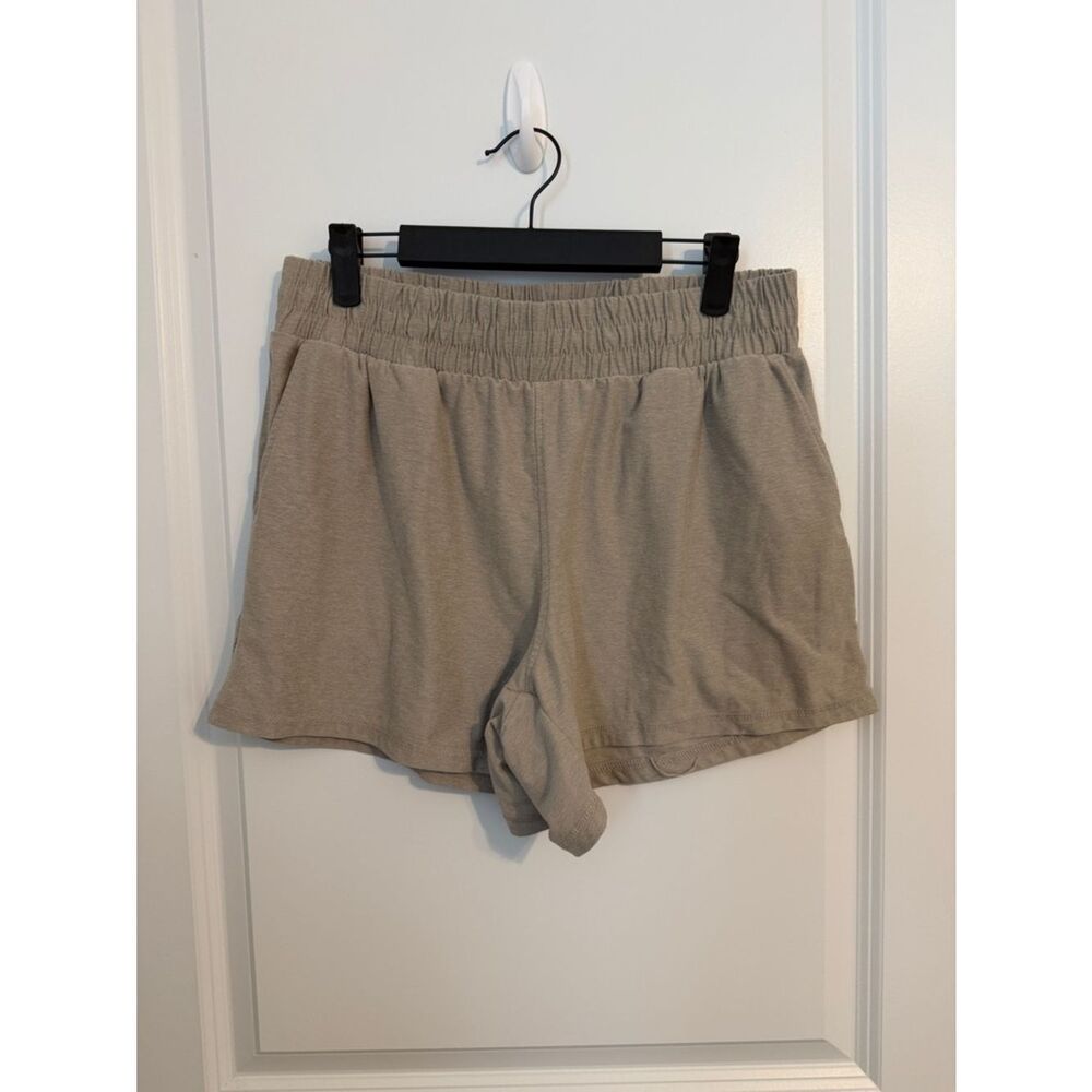 Avia Women's Taupe Elastic-Waist Knit Athletic Shorts